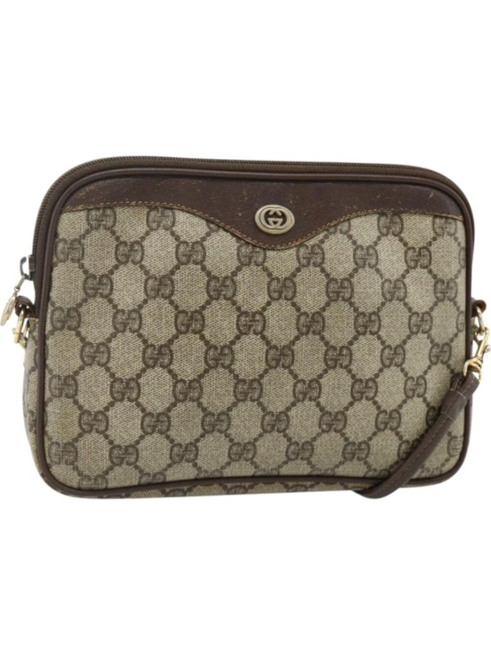 GUCCI GG Supreme Shoulder Bag PVC Beige Gold 97 02 068
